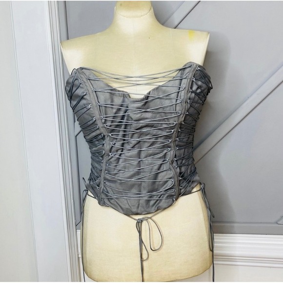 House of CB Mirabelle Smoke Lace Up Corset Women's Size L - Picture 5 of 15